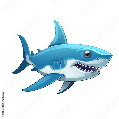 cartoon Blue shark vector illustration in transparent background Generative AI