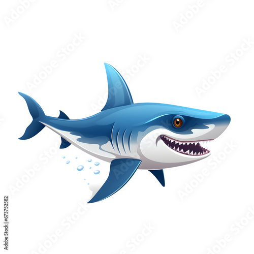 cartoon Blue shark vector illustration in transparent background Generative AI