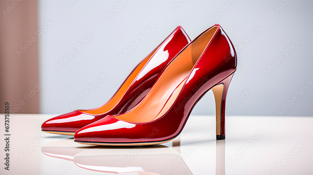 Red Shoes on Gray Background Red Shoes on Gray Background
