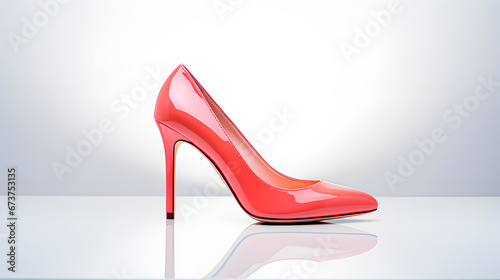 A red shoe on grey background