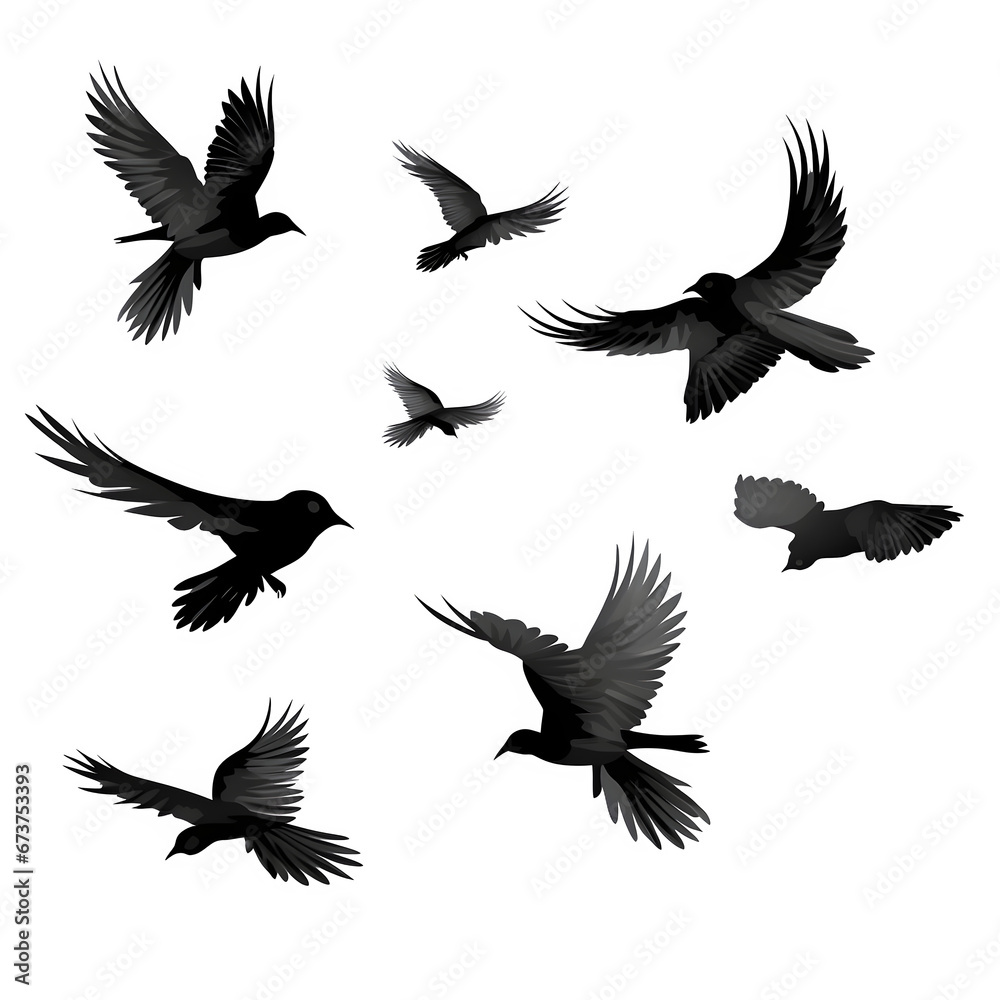 Obraz premium set of birds, birds in flight On transparent background Generative AI