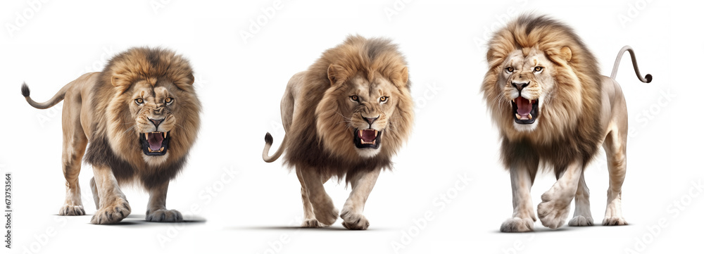 Lion attack. Illustration with a big cat. Generative AI illustration.	