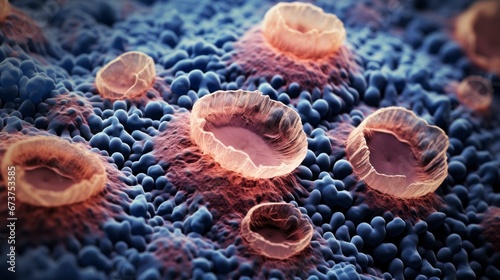 Microscopic view of cells biological research photo