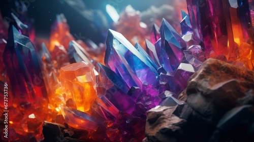 Wallpaper of colored crystals and mystical precious stones photo