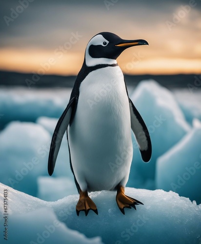 Portrait of Penguin on iceberg at antartica 