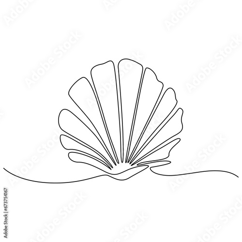Continuous one line drawing of pearl shell vector illustration.