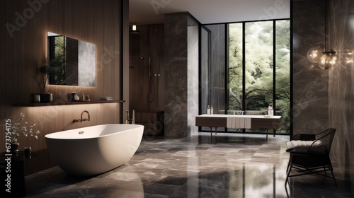 3D rendering of a modern and luxurious bathroom