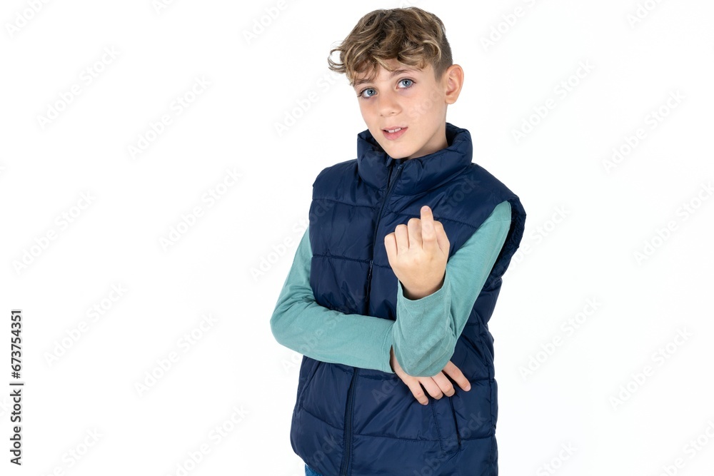 Caucasian teen boy Beckoning come here gesture with hand inviting welcoming happy and smiling Caucasian teen boy Beckoning come here gesture with hand inviting welcoming happy and smiling