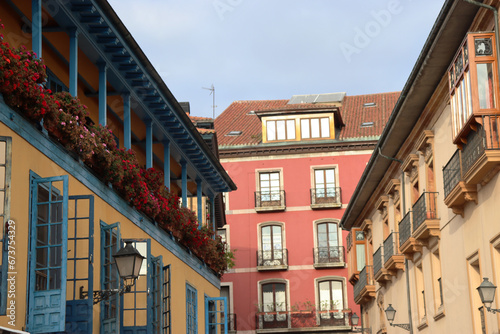 Beautiful houses in the Square of Fontan, in Oviedo (Asturias) photo