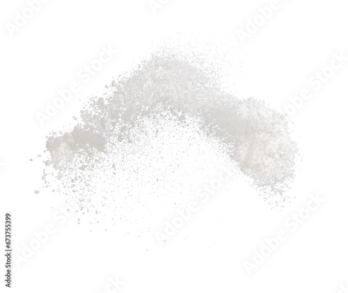 Photo image of throwing snow fly in air. Snows Freeze shot on black background isolated overlay. Fluffy White snowflakes splash cloud in falling down. Real Snow throwing shower