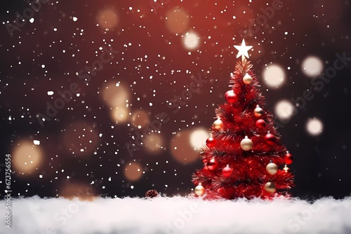 Chrismas decorations with snowflakes. Cute chrismas tree on a blurred background © serdjo13
