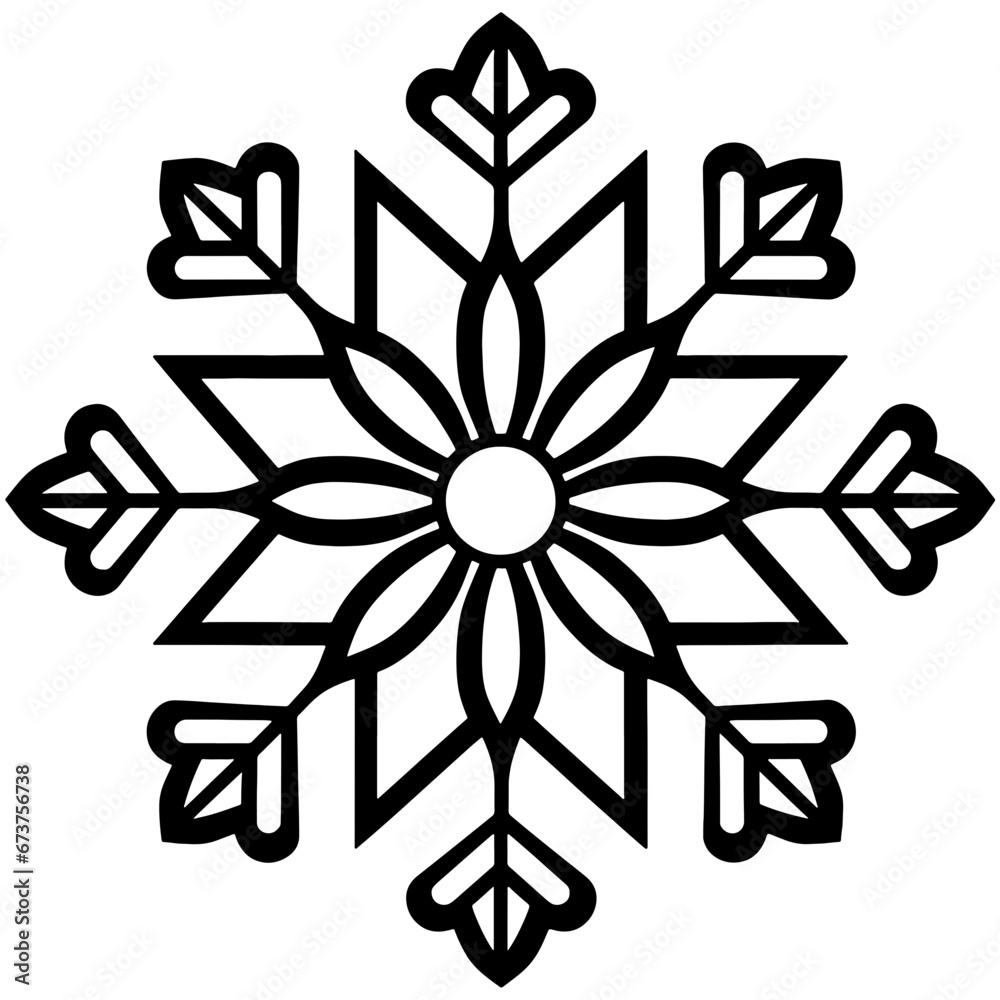 Christmas snowflake Svg file, black and white, outline art, coloring book. Christmas snowflake Svg file, black and white, outline art, coloring book.