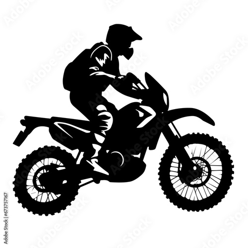 Enduro biker black icon on white background. Motocross biker silhouette