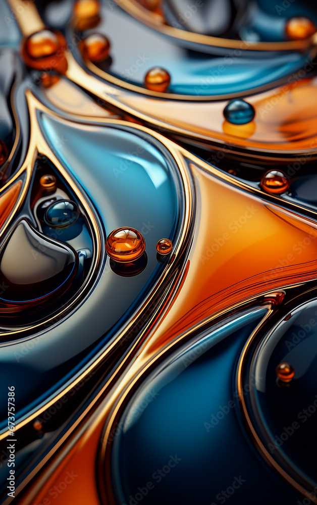 Abstract background, colorful paint, bubbles, resin, sinuous curves