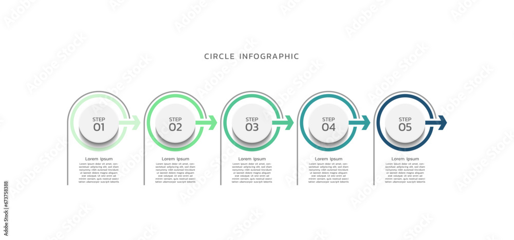 Modern connecting infographic template design with 5 step Modern connecting infographic template design with 5 step