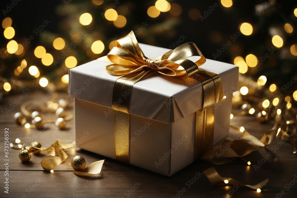 Image of a gift box with shining lights. Image of a gift box with shining lights.