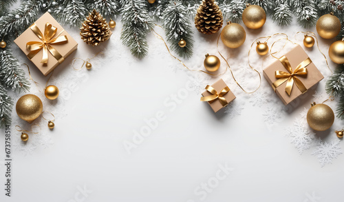 christmas decoration banner with snow flakes and pines