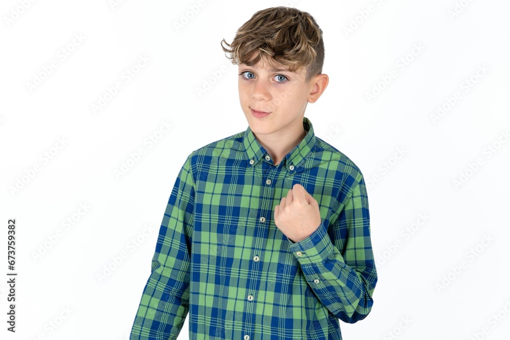 Caucasian teen boy wearing plaid shirt shows fist has annoyed face expression going to revenge or threaten someone makes serious look. I will show you who is boss Caucasian teen boy wearing plaid shirt shows fist has annoyed face expression going to revenge or threaten someone makes serious look. I will show you who is boss