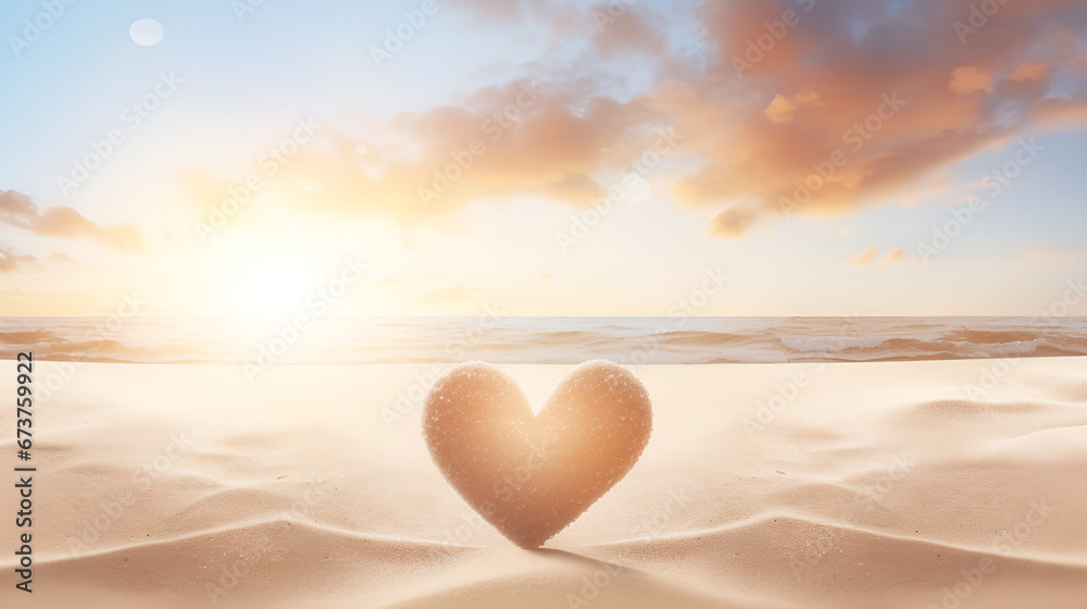Fototapeta premium Heart Shaped Object Resting on the Sand