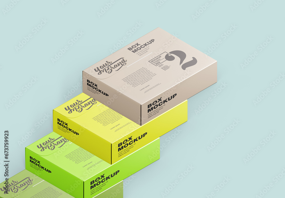 Set of Flat Cardboard Boxes Mockup Stock Template | Adobe Stock