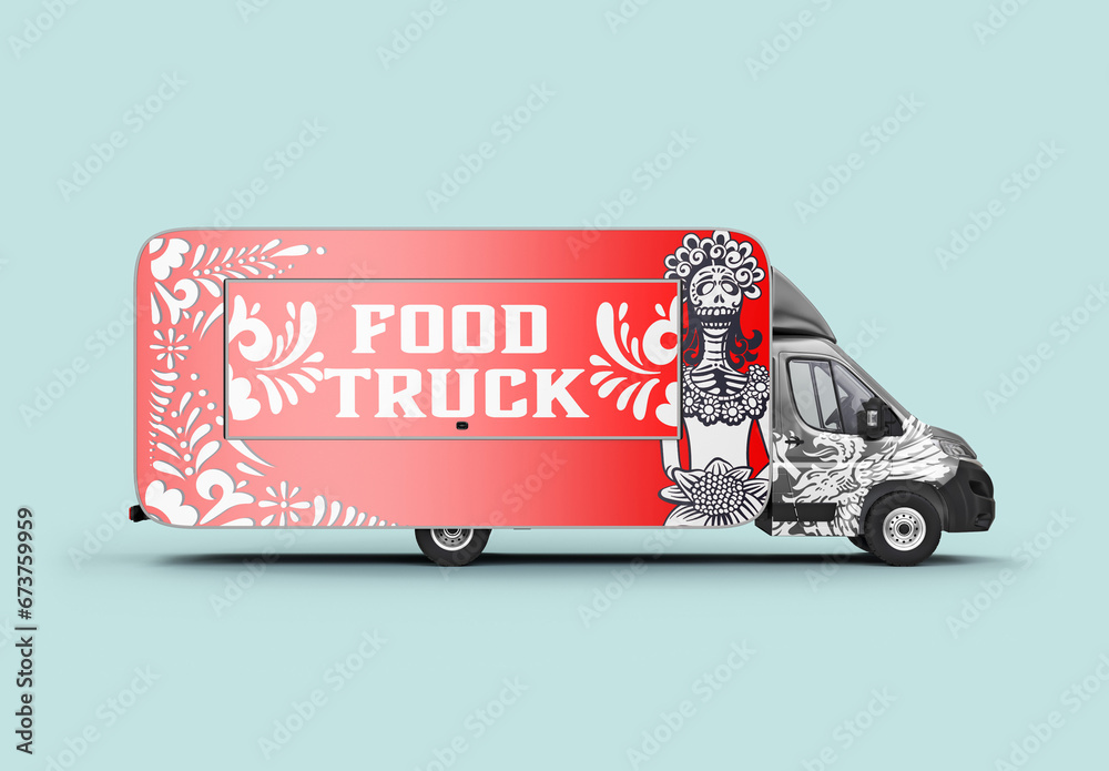 Food Truck Caravan Mockup Stock Template | Adobe Stock