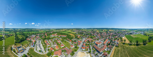Ausblick auf Bad Birnbach im niederbayerischen Rottal aus der Luft, 360 Grad Rundblick © ARochau