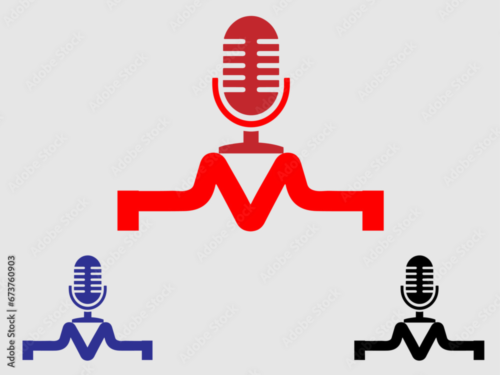 Vecteur Stock microphone and radio,podcast logo,broadcast logo,podcast