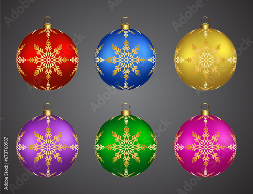 Bronze christmas decoration balls with golden flower design