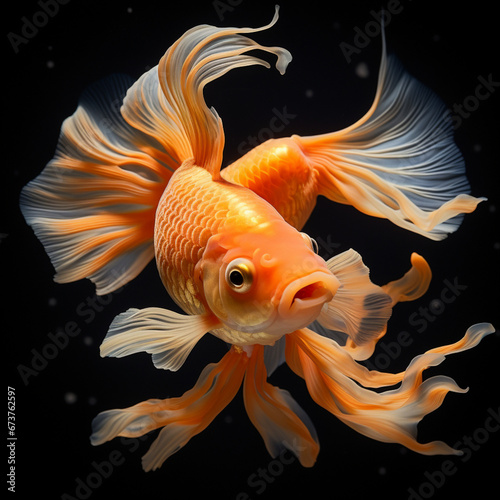 Wallpaper Mural An orange Ryukin Goldfish isolated on black background Torontodigital.ca