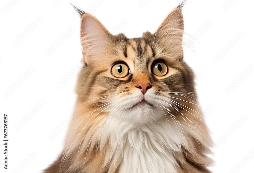 portrait of Siberian cat on transparent background