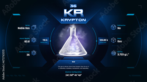 Krypton Gas Parodic Table Element 36-Fascinating Facts and Valuable Insights-Infographic vector illustration design