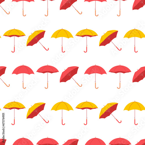 Yellow and red umbrella vector cartoon seamless pattern background for wallpaper  wrapping  packing  and backdrop.