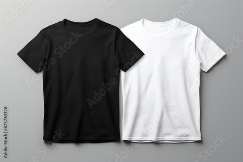 Black And White Tshirt Template Mockup, Front View