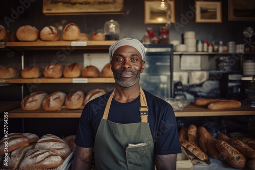 Black Male Entrepreneur Stands Proudly In His Bakery Shop