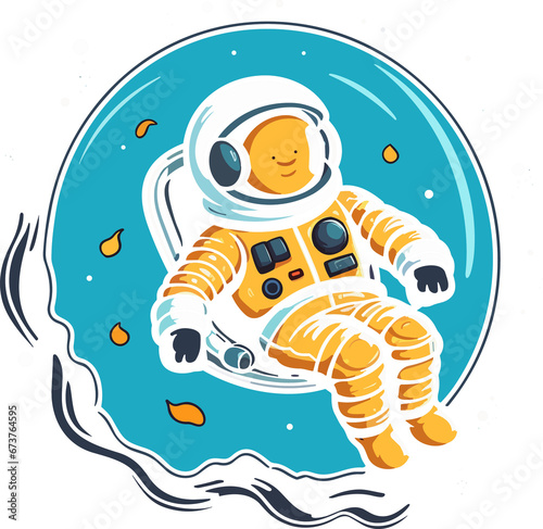 cute astronaut floating in space Illustration. 