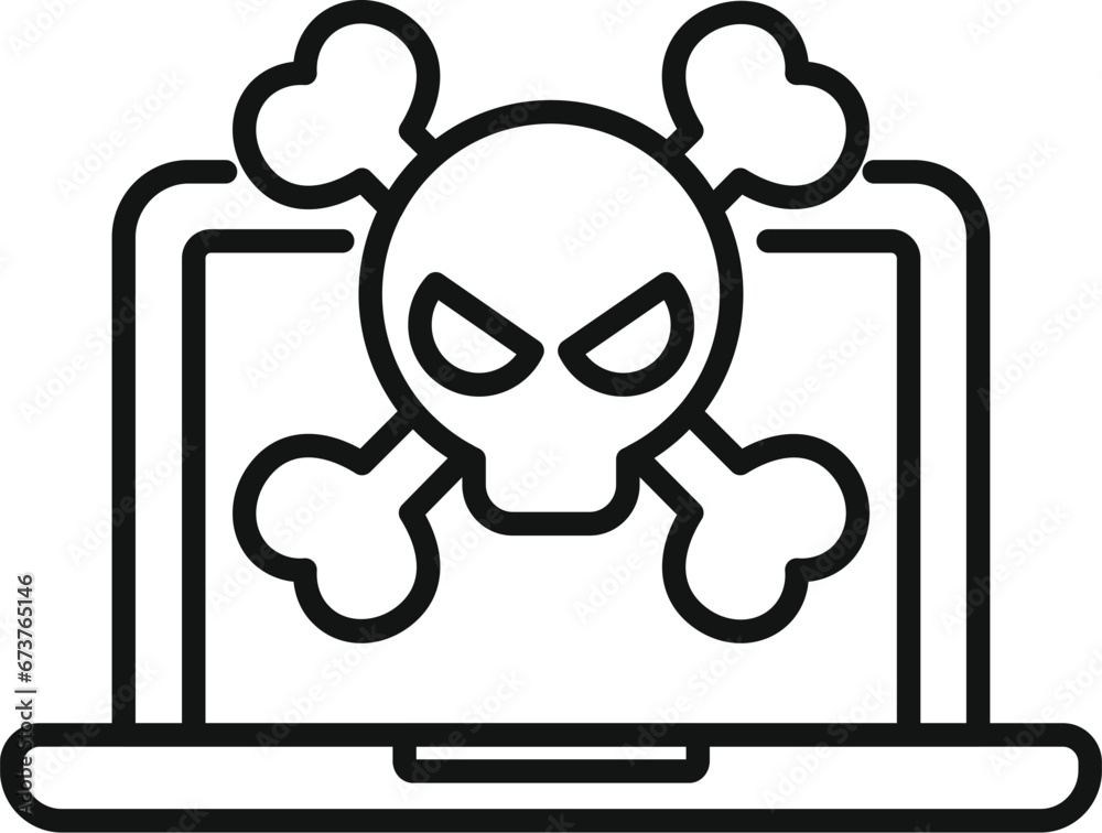 Danger laptop virus icon outline vector. Digital desktop. Button tool Danger laptop virus icon outline vector. Digital desktop. Button tool