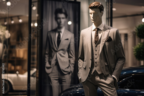 Classic Suit Showcased In An Aicreated Fashion Store Display