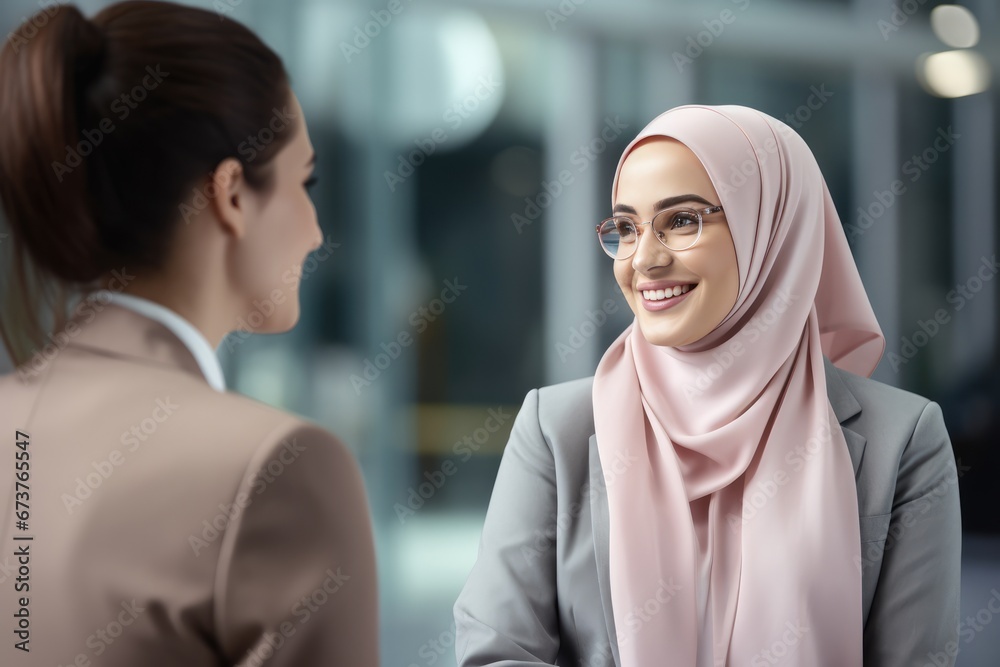 Confident Muslim Businesswoman Wearing Hijab And Suit