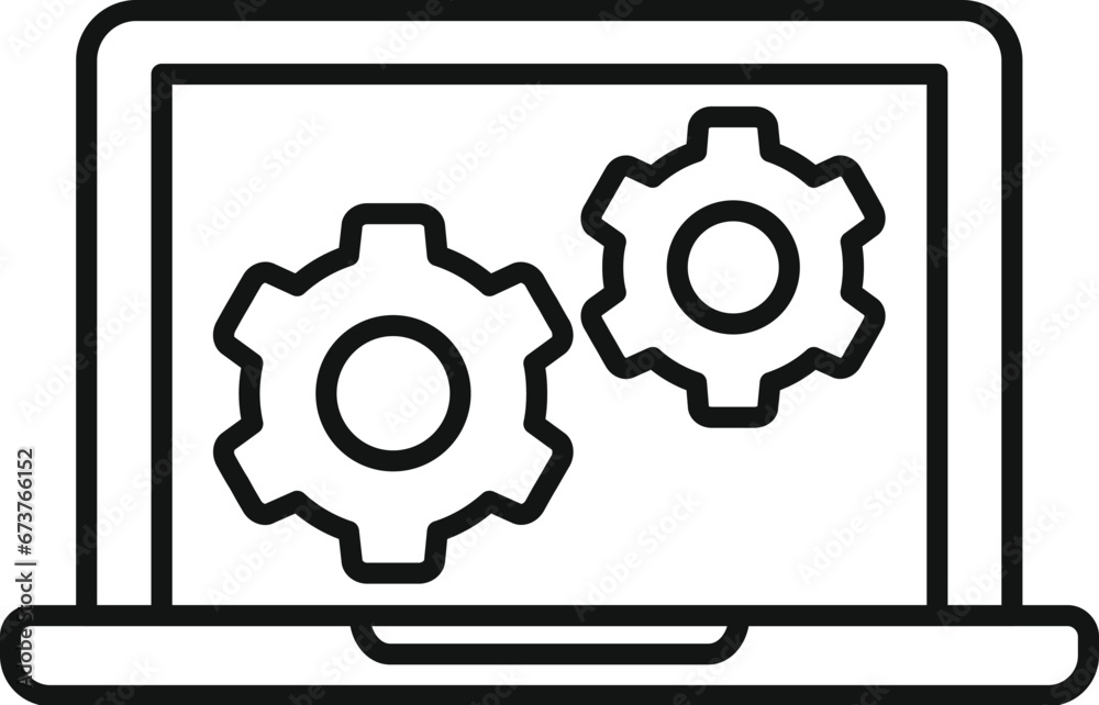 Update laptop soft icon outline vector. Pc fix. Repair screen Update laptop soft icon outline vector. Pc fix. Repair screen