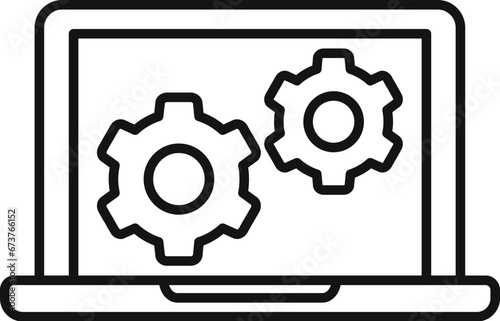 Update laptop soft icon outline vector. Pc fix. Repair screen