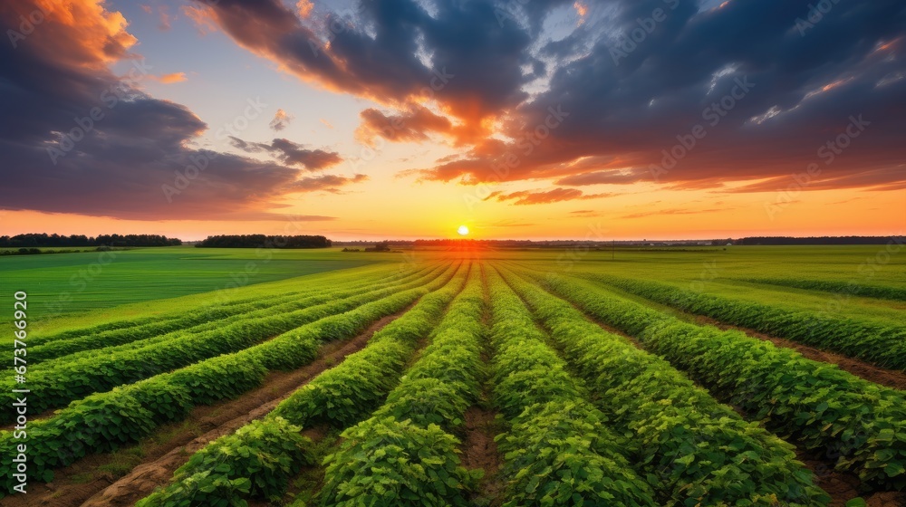 sunset over the field