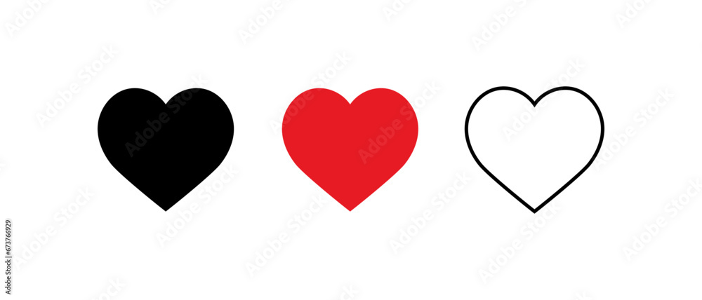 Like and Heart Live stream video, chat, likes icon. Social networks heart buttons or Valentines Day. Vector illustration isolated on white background.
