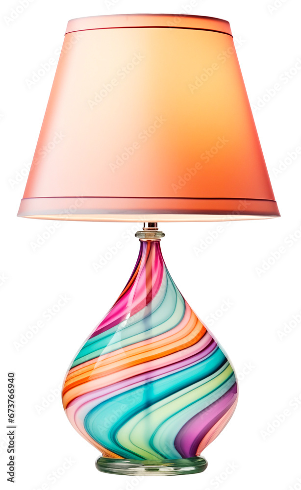 Modern multi-colored table lamp with glass base. Isolated on a transparent background. Modern multi-colored table lamp with glass base. Isolated on a transparent background.