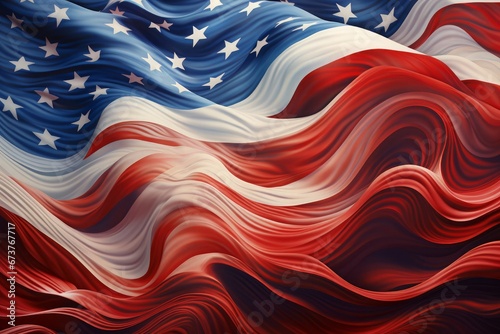 Wavy American flag. Generative AI.