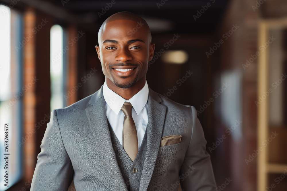 Happy black business man smiling at the camera. Portrait of confident happy young man in a suit smiling at camera. Business concept, men at work. Happy black business man smiling at the camera. Portrait of confident happy young man in a suit smiling at camera. Business concept, men at work.