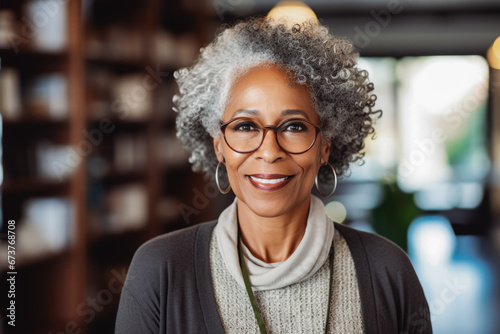 Senior black business woman smiling at the camera. Portrait of confident happy older woman in a suit smiling at camera. Business concept.