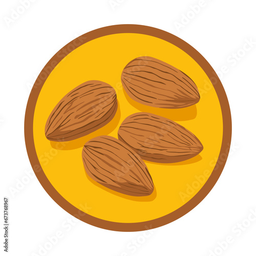 Almond nuts colorful icon - for healthy food 
