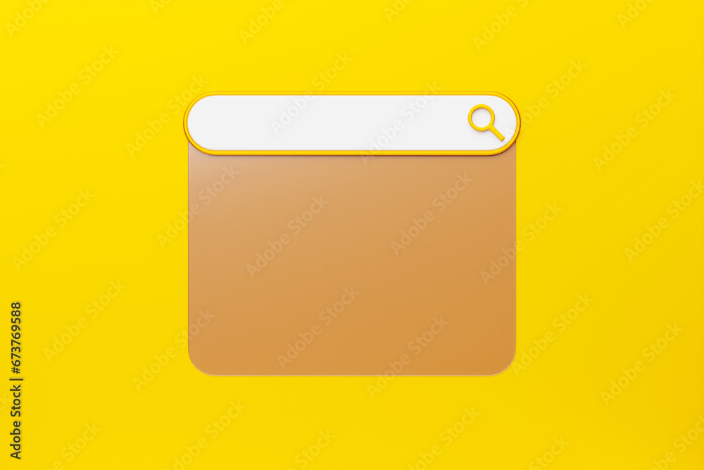 3D illustration, Search bar design element on a   yellow   background. Search bar for website and user interface, mobile applications. - obrazy, fototapety, plakaty 