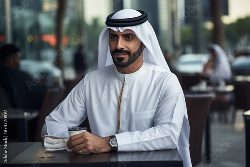 Emirati Businessman Attends Traditional Meeting In Uae Office © Anastasiia