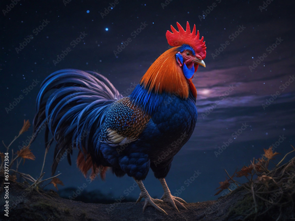a cock at night with beautiful  view